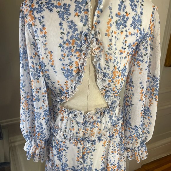 Amazon Eytino Women Bohemian Floral Printed Deep V Neck Long Sleeve Mini Dress M - Picture 11 of 11